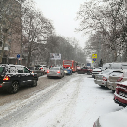 В Краснодаре пошел снег