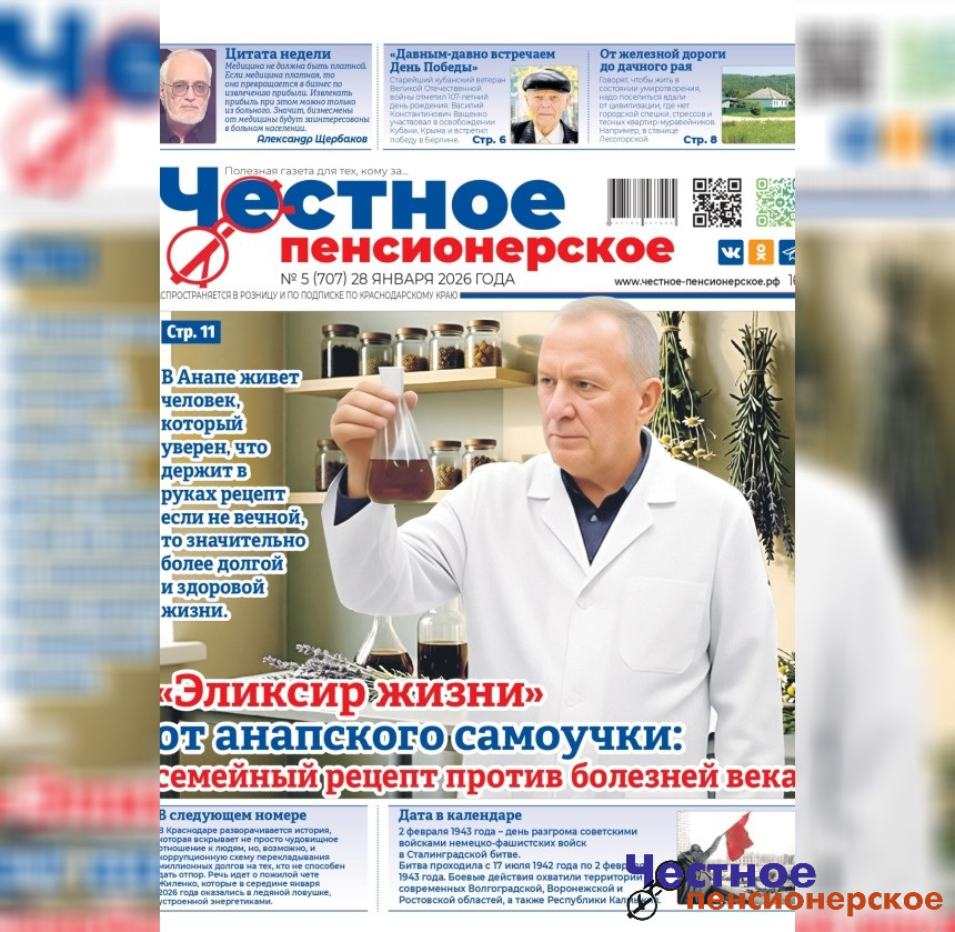 Читайте в свежем номере газеты «Честное пенсионерское» (№ 5 от 28 января 2026 года)
